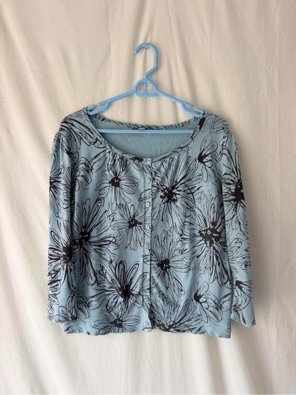Apt. 9 Sky Blue Floral Button-Down Top